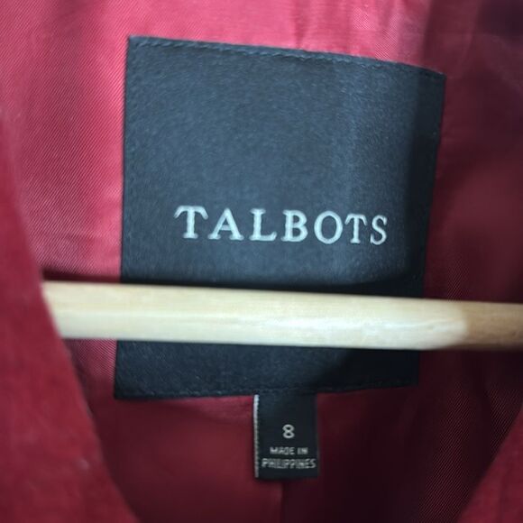 Talbots ladies maroon button up wool cashmere trench pea Coat size 8 - Picture 5 of 11